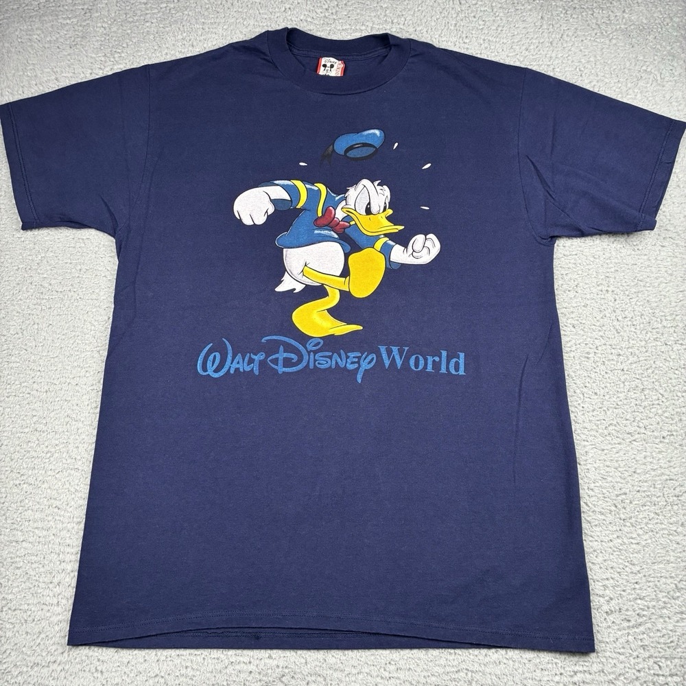 Vintage Walt Disney World Donald Duck T Shirt Mens XL Blue USA Made 90s